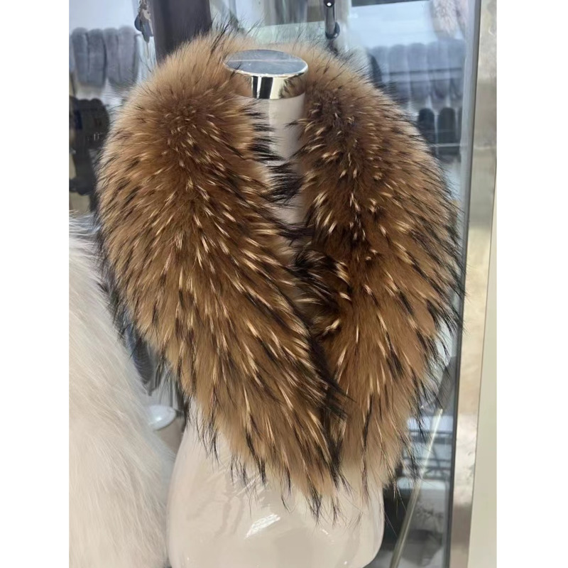 Women'S Fashion Long Coat - الراكون الفراء طوق الإناث الشتاء الفراء