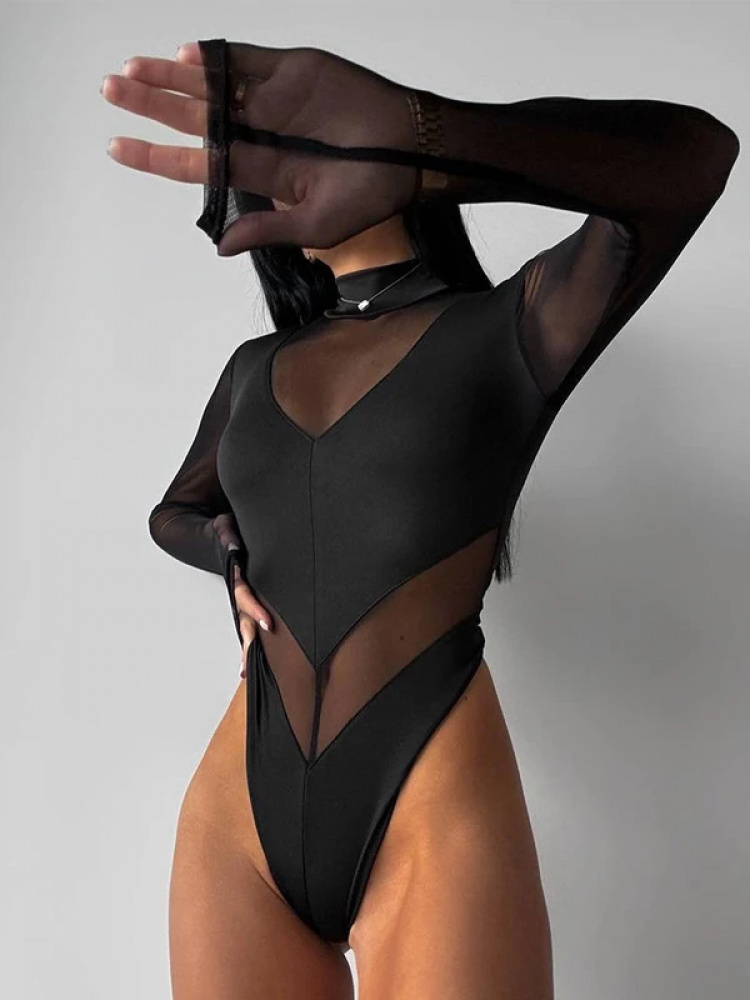 بودي سوت نسائي شبكي مثير شفاف  - مراجعة Turtleneck Bodysuit وسعره