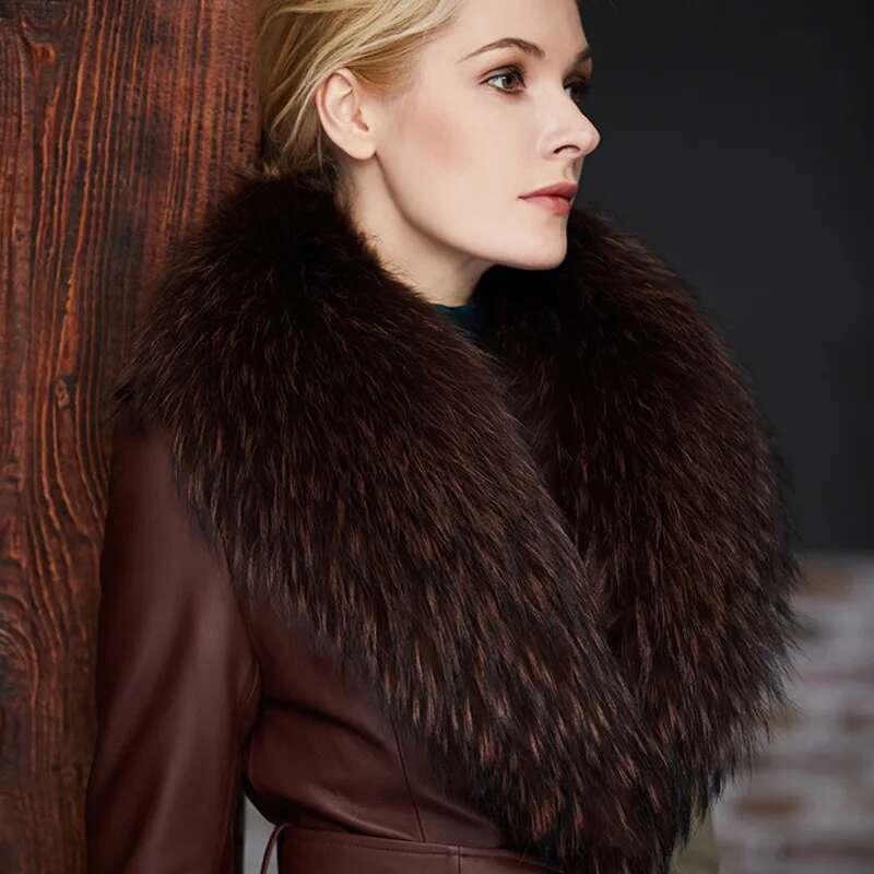 الراكون الفراء طوق الإناث الشت - مراجعة Women'S Fashion Long Coat وسعره